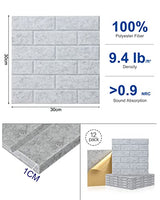 Soundproof Wall Panels Self-Adhesive Acoustic Panels Sound Absorbing Panels 12 Pack Noise Cancelling Wall Panels Brick Soundproof Adhesive Panels For Wall Decoration, Acoustic Treatment 12"×12"×0.4" Soundsbay