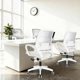 NEO Chair Office Desk Ergonomic Mesh Computer Chair with Lumbar Support Adjustable Height Swivel Rolling Wheels Comfy Mid Back Task Chair for Home Bedroom Vanity Study (Ivory) NEO CHAIR