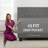 Twin Deep Pocket Fitted Sheet – Deep Pocket Twin Fitted Sheet – Microfiber Twin Size Fitted Sheets Only – Single Mattress Fitted Bed Sheet Set – Kids Bed Fitted Sheet for Boys / Girls 21 Inch Grey DeaLuxe