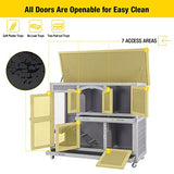 Aivituvin Bunny Cage Rabbit Hutch Indoor Rabbit Cage with Wheels Outdoor Rabbit House with Two Plastic Tray, Foldable Door (Gery) Aivituvin