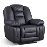 CANMOV Faux Leather Manual Recliner Chair, Single Sofa Chair with Comfortable Armrest and Backrest, Home Theater Seating for Living Room, Bedroom, Black