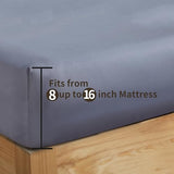 100% Viscose Derived from Bamboo Fitted Sheet with 16" Deep Pocket, Hotel Luxury Silky Bedding, Ultra Soft, Cooling for Hot Sleepers(Dark Grey Full) Zaizaihome