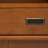 SIMPLIHOME Draper SOLID HARDWOOD 35 Inch Mid Century Modern Wide Bookcase and Storage Unit in Teak Brown, For the Living Room, Study Room and Office SIMPLIHOME