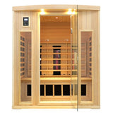 KUNSANA Ceramic Infrared Sauna 3 Person, Low EMF Infrared Saunas for Home, Hemlock Indoor Sauna Room, 2- in - 1 Heating Panels, Bluetooth Speakers, Chromotherapy Lights KUNSANA