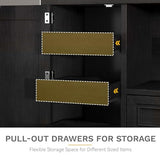 DWVO Kitchen Pantry Storage Cabinet, 64" H Kitchen Hutch Cabinet with Power Outlet, Sliding Racks with Door, Drawers with Doors and 3-Tier External Shelves for Living Room, Dining Area (Black) DWVO