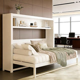Twin Size Foldable Murphy Bed Frame with Shelf,Heavy-Duty Metal Wall Bed Cabinet， Fold into The Wall,Space-Saving Design for Bedroom,Guest Room,Home Office,White Generic