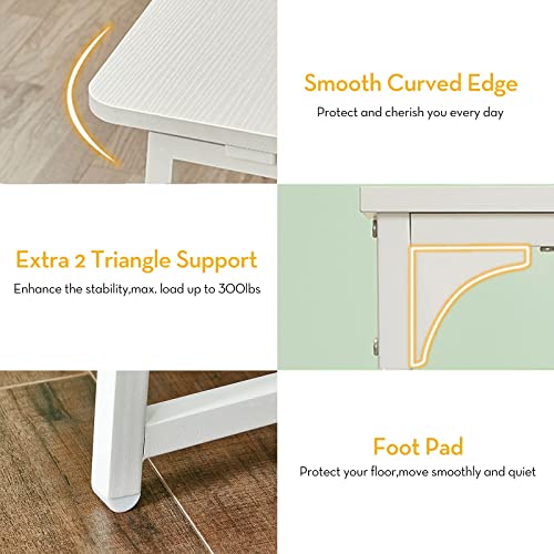 WOHOMO Folding Desk, 31.5" Small Desk for Small Spaces, Easy Assemble Foldable Computer Desk for Laptop, Mini Portable Working Table Narrow Wooden Writing Workstation for Home Office, White - WoodArtSupply