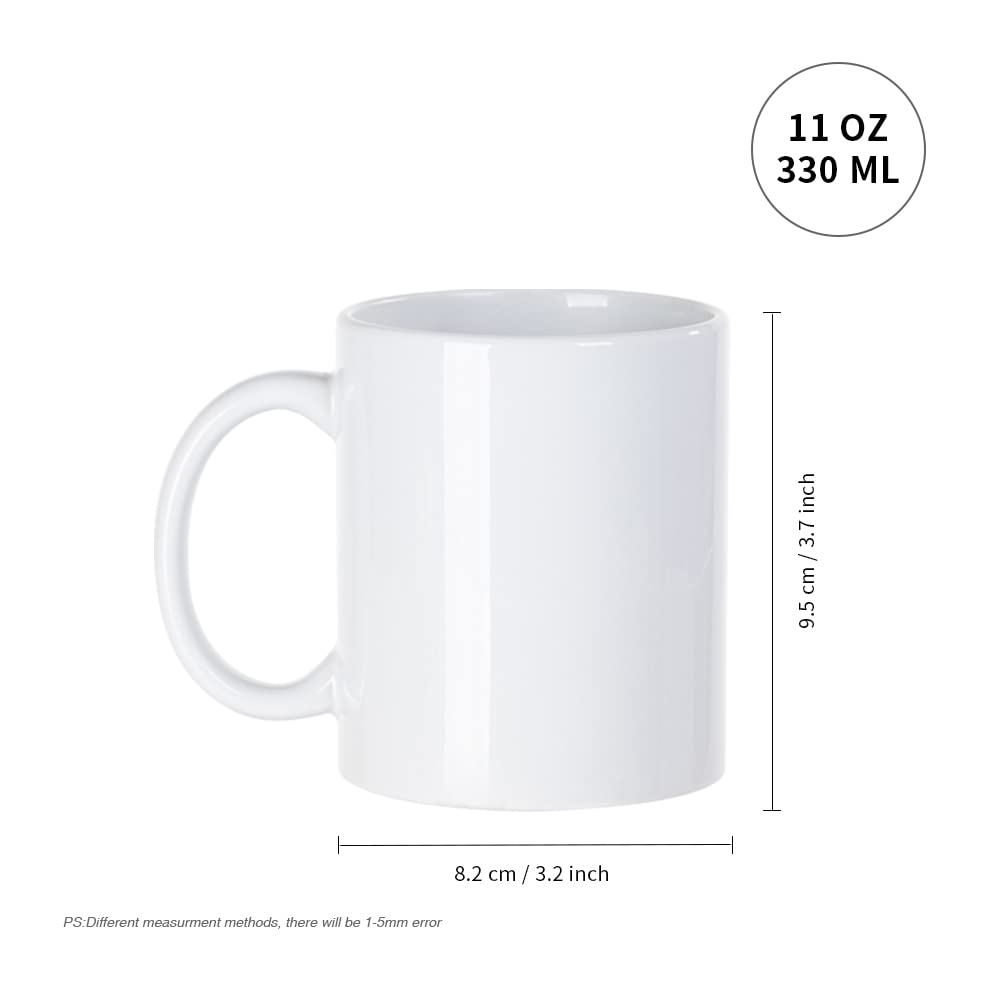 PYD Life 8 Pack Sublimation Mugs Blanks 11 OZ Coffee Mugs White Ceramic Photo Cups Bulk for Cricut Mug Press Print