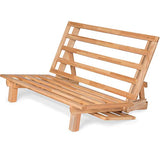 Nirvana Futons Tri-Fold Wood Futon Frame Full Size Sofa Bed Lounger - (Affordable Space Saver, Natural Finish) Ideal for Small Spaces, RVs, and Dorm Rooms Nirvana Futons