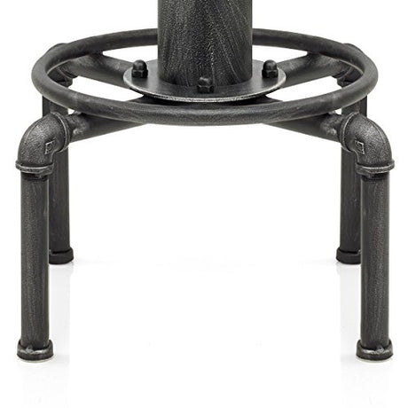 Topower Industrial Barstool,13" Solid Wood, Adjustable Height 23.6"-29.5", Counter Stool, Kitchen Cafe Pub Bar Stool, Set of 2, Silver Topower