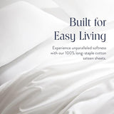 Brooklinen Luxury Sateen 4 Piece Sheet Set - 100% Cotton Bed Sheets, Soft & Durable Full Size Sheets Set in White, Oeko-TEX Certified Bedding Set - 1 Fitted Sheet, 1 Flat Sheet, 2 Pillowcases Brooklinen