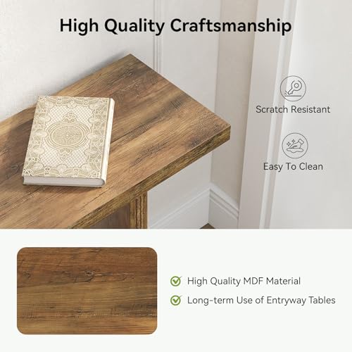 LITTLE TREE 55-Inch Modern Console Table, Narrow Sofa Table for Hallway, Wooden Entrance Table Behind The Couch for Living Room, Hallway, Entrance, Brown LITTLE TREE