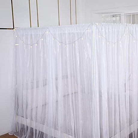 Akiky Princess Canopy Bed Curtains Bed Canopy Curtains with Lights for Queen Size Bed Drapes,8 Panels Canopies with Lights,Room Décor (Full/Queen, White) Akiky