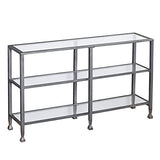 SEI Furniture Jaymes 3 Tier Glass Console Media Table, Silver Frame Finish, distressed silver (AMZ1770MC) SEI Furniture