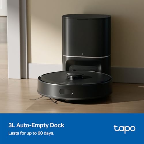 Tapo LiDAR Smart Navigation Robot Vacuum and Mop with Self-Emptying Dock, 5300Pa Max, 97%+ Dust Pickup Rate, Customizable Cleaning, Self-Charging, Compatible with Alexa & Google Home, RV30 Max Plus Tapo