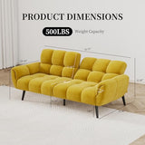 HIPIHOM Convertible Futon Sofa Bed, 76.77" Modern Linen Futon Couch, Comfy Sleeper Sofa with Adjustable Backrests, Couch Bed for Small Spaces, Living Room, Bedroom, Apartment, Yellow HIPIHOM