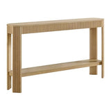 Alaterre Furniture Fluted Solid Wood Console Table - 56 Inch Modern Entryway Table with Storage Shelf - Easy Assembly Living Room Furniture for Behind the Couch, Entryway, or Hallway (Light Oak) Alaterre Furniture