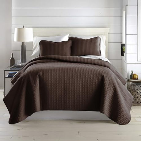 Southshore Fine Living, Inc. Oversized King Quilt Bedding Set, Soft Brushed Microfiber Bedspread, Pet Hair Resistant Bedding, California/King Quilt Coverlet Set with 2 Shams, Chocolate Brown Southshore Fine Living, Inc.