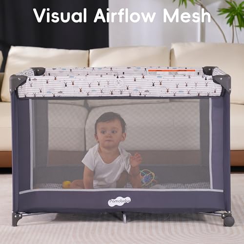 Pamo Babe Pack and Play with Bassinet, Portable Playard for Baby