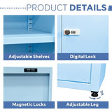 MIOCASA Metal Locker Storage Cabinet with Lock and Shelves,Single Door Lockable Cabinet for Bedroom,School,Kindergarten (Blue) MIOCASA