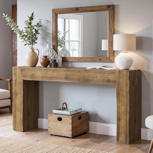 Tribesigns 63-Inch Solid Wood Console Sofa Table, Farmhouse Long Entryway Table Behind Couch for Living Room, Entrance, Hallway, Foyer, Easy Assembly Tribesigns