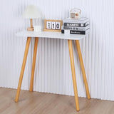 PERZOE 27Inch Small Computer Desk,Solid Wood Standing Desk,Study Desk for Small Space,Small Desk for Bedroom,Laptop Table for Home Office,27.5" L x 15.7" W x 28.7" H White PERZOE