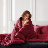 MUXHOMO 7 Pieces Queen Comforter Set, Seersucker Bed in a Bag Queen Size, All Season Luxury Bedding Set with Comforter, Flat Sheet, Fitted Sheet, Pillowcases & Shams, Red & Black MUXHOMO