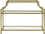 Crosley Furniture Aimee Sofa Console Table with Storage Shelves for Hall, Entryway, or Living Room, Gold and Glass Crosley Furniture