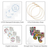 Louise Maelys 3 Sets Funny Embroidery Kits for Beginners,Cross Stitch Kit for Adults,DIY Starters Needlepoint with Flower Wreath Pattern,Including Instruction and Threads