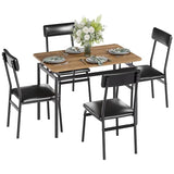 Garvee 5 Piece Dining Table Set, Wooden Kitchen Table Set with 4 PU Upholstered Chair, Industrial Metal Frame Dinette Set for Dining Room, Home Dinner, Party, Apartment, Studio, Black Garvee