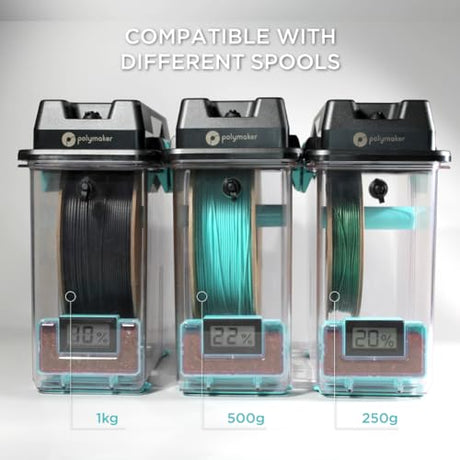 Polymaker 3D Printing Filament Storage Box - PolyDryer Box for Continuous Filament Sealing and Protection, 3D Printer Filament Holder Compatible with PA Nylon, PLA, PVB, PETG, ABS, TPU 1.75mm 2.85mm Polymaker
