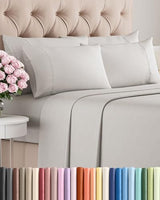 Full 6 Piece Sheet Set - Comfy Breathable & Cooling - Ultra-Soft Hotel Luxury Bedding Set w/ 8-16 Inch Deep Pockets - 1 Flat & 1 Fitted Sheet & 4 Pillowcases - Wrinkle Free & Easy Care - French Grey CGK Unlimited