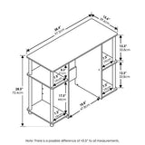 Furinno JAYA Desk, 38.4" Wide Gaming Desk, Computer Study Desk, Office Desk with Side Shelves, Open Storage, for Home Office, Bedroom, Dorm, Study Room, Espresso Furinno