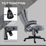 Vinsetto 6 Point Vibrating Massage Office Chair with Heat, Linen High Back Executive Office Chair with Reclining Backrest, Padded Armrests and Remote, Gray HOMCOM