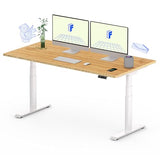 FLEXISPOT E6 Pro Oval Leg Dual Motor 3 Stages Bamboo Electric Standing Desk 55x28 Inch Whole-Piece Board Height Adjustable Electric Sit Stand Up Desk (White Frame + Bamboo Desktop) FLEXISPOT
