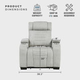 Lexicon Wall Hugger Manual Reclining Chair, Microfiber Manual Recliner with Cup Holders/Hidden Arm Storage/LED Base Lighting, Home Theater Seating for Living Room, Light Gray
