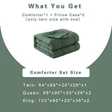 DOWNCOOL Full Size Comforter Sets -All Season Bedding Comforters Sets with 2 Pillow Cases -3 Pieces Bed Set Down Alternative Comforter Set -Sage Green Bedding Sets Full(82"x86") DOWNCOOL
