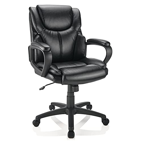 Brenton Studio® Mayhart Vinyl Mid-Back Chair, Black Brenton Studio