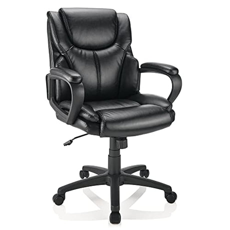 Brenton Studio® Mayhart Vinyl Mid-Back Chair, Black Brenton Studio