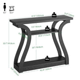UODERS Wooden Console Table with Curved Legs and Shelf, 3-Tier Modern Accent Narrow Sofa Table for Entrance Area, Living Room, Hallway, 47 in Wide Wood Console Table for Entryway (Black) UODERS