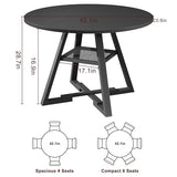 Jocoevol Round Dining Table for 4,Kitchen Dining Room Circle Dinner Pedestal Table,Space Saving Wood Kitchen & Dining Room Furniture (Black, 42In) Jocoevol