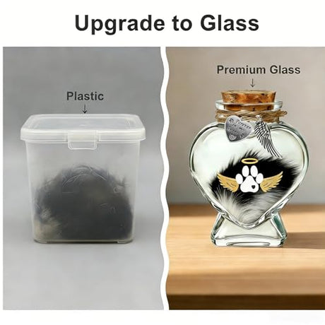 Chowsie Pet Memorial Bottle for Pet Hair, Pet Fur Memorial Keepsake, Keepsake for Dog and Cat Hair with Heart Shape Glass Chowsie