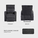 Lexicon Manual Recliner Chair, Textured Microfiber Reclining Chair, Wall Hugger, Track Arms, Magazine Pockets, Manual Recliner for Living Room/Office/Apartment, Easy Assembly, Dark Gray