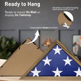 ASmileIndeep Flag Display Case for 5' x 9.5' Burial Flag, Solid Wood Burial Flag Shadow Box with HD Tempered Glass and Wall Mount，Flag Case for ASmileIndeep