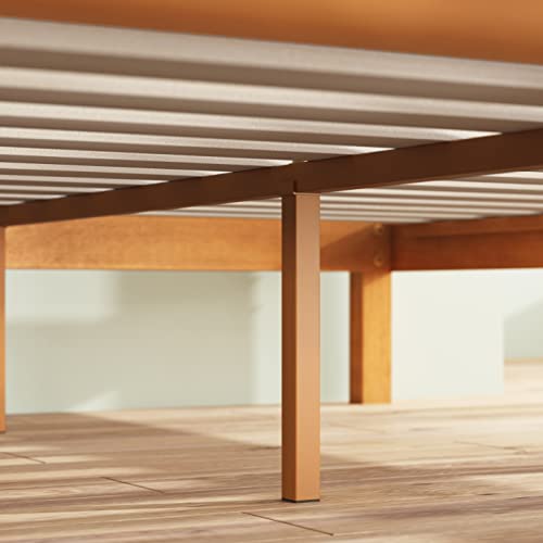 Zinus Alexia Rustic Pine Wood Bed Frame with Headboard - No Box Spring Needed, Easy Assembly Zinus