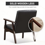 Bonzy Home Mid Century Modern Accent Chairs Set of 2 for Living Room, Upholstered Faux Leather Armchair Comfy Retro Bedroom Side Chair with Solid Wood Frame, Black Bonzy Home