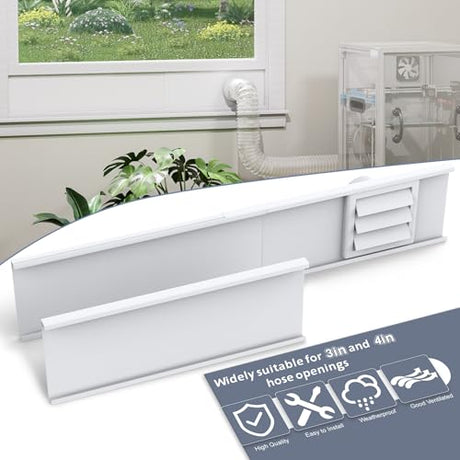 Flamorrow Window Vent Kit with Outdoor Vent Cover Fit for 3" and 4" Hose，Adjustable Window Vent Seal Panels for Exhaust Ventilation Duct of Laser Engraver/3D Printer Enclosure, Dryer, Grow Tent Flamorrow