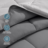 Bare Home Reversible Bed-in-A-Bag Comforter & Sheet Set - Full Extra Long - Down Alternative - Soft - Bedding Set (Full XL, Light Grey/Grey) Bare Home