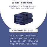 DOWNCOOL Twin Comforter Set -All Season Bedding Comforters Sets with 1 Pillow Case -2 Pieces Bed Set Down Alternative Comforter Set -Blue Twin Bedding Sets(64"x88") DOWNCOOL