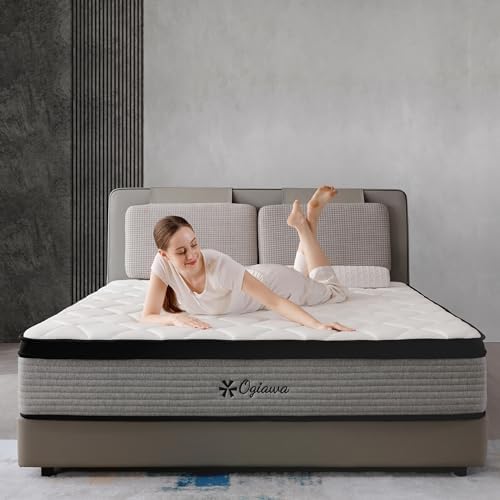 OGlAWA Twin Mattress in a Box,10 Inch Twin Mattresses,Gel Memory Foam Medium Firm Grey Hyrid Mattress,Quality Comfort and Adaptive Support Breathable Cooling Twin Mattress,CertiPUR-US.